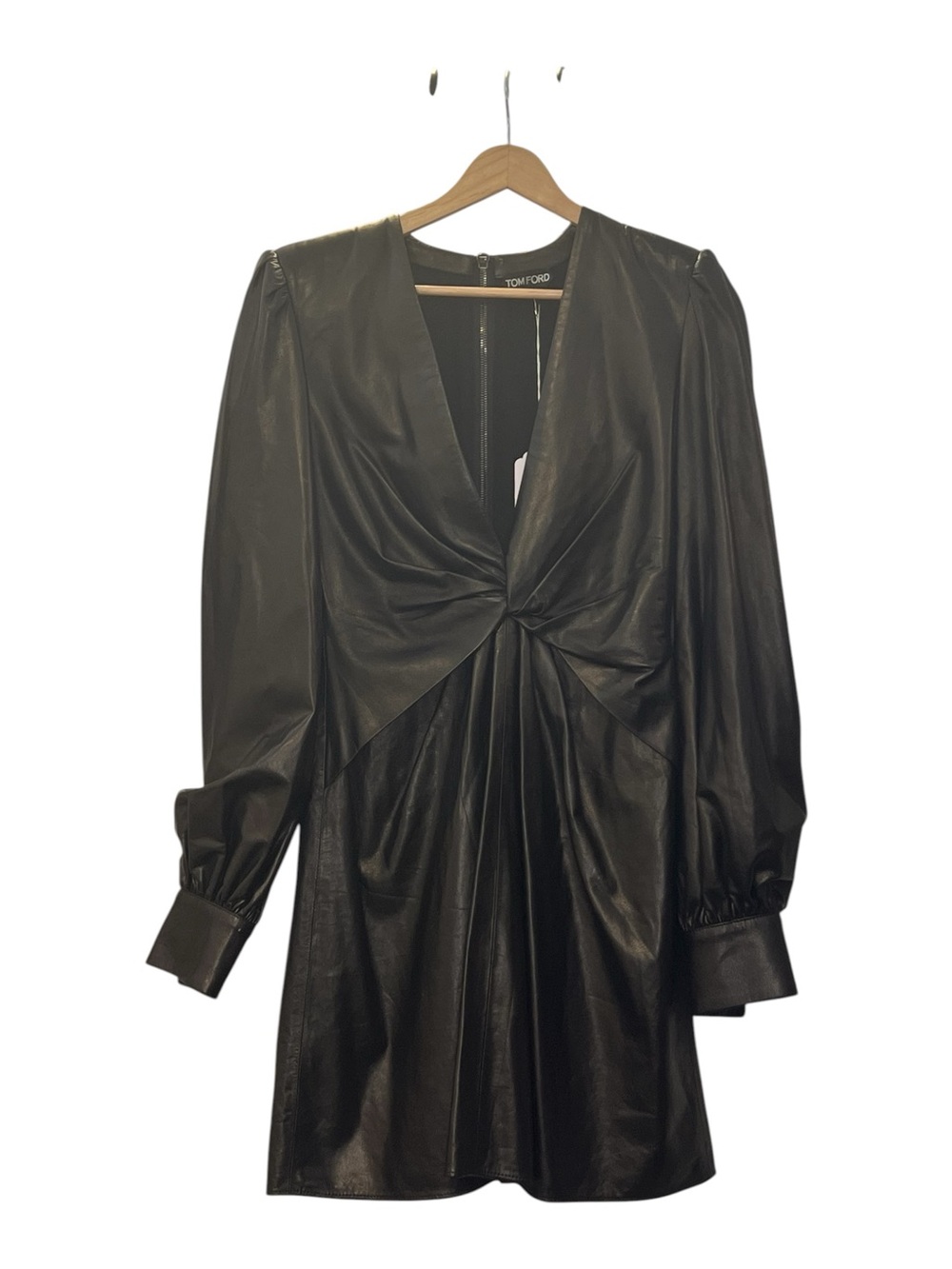 Tom Ford Lamb Leather Deep - V Mini Dress